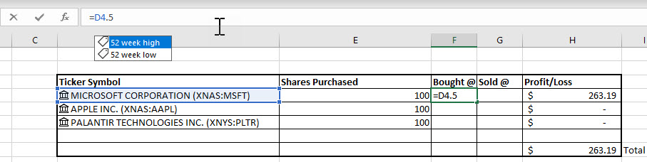 Stock Data Intellisense